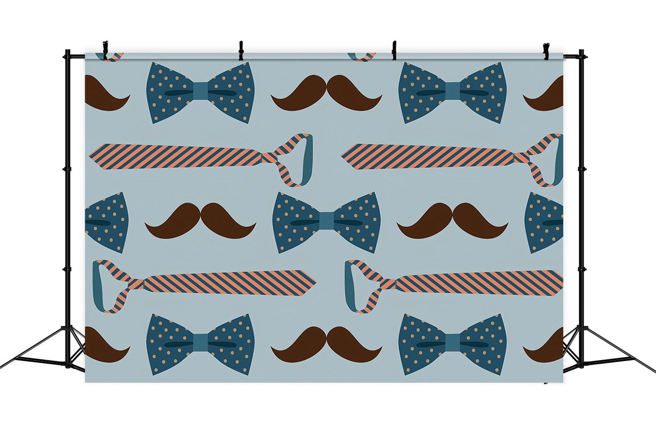 Happy Father's Day Backdrop Blue Mustache Tie Backdrop GQ2-237