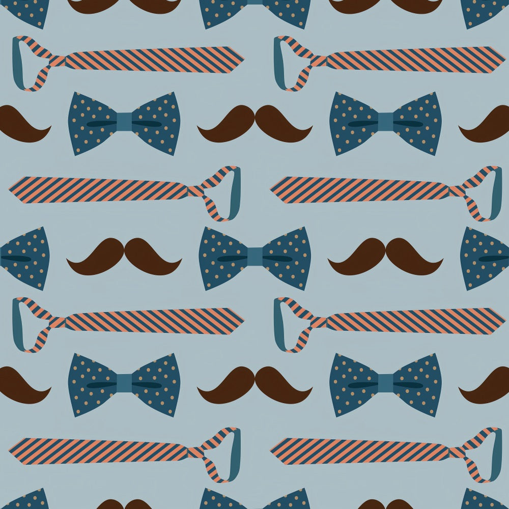 Happy Father's Day Backdrop Blue Mustache Tie Backdrop GQ2-237
