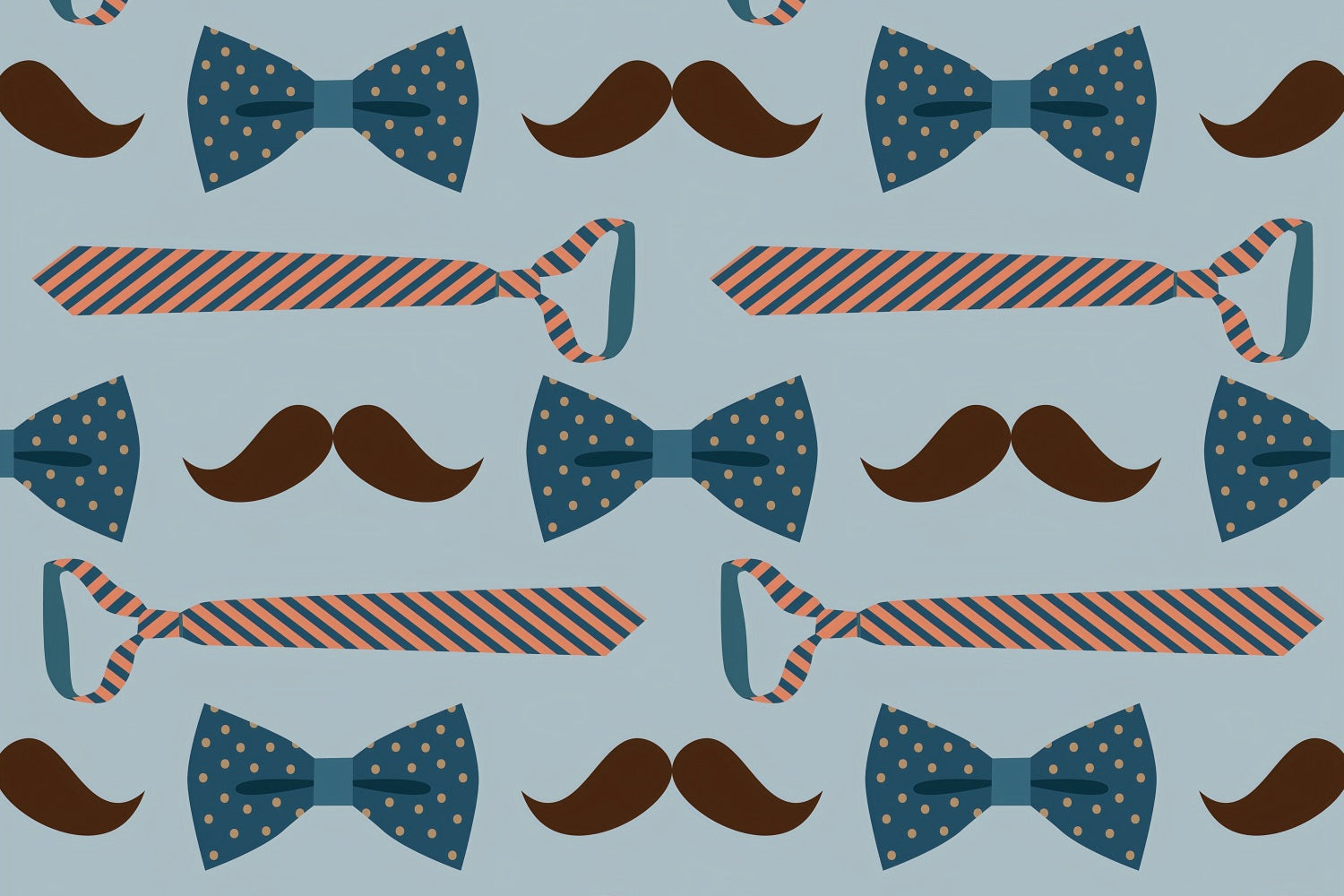 Happy Father's Day Backdrop Blue Mustache Tie Backdrop GQ2-237