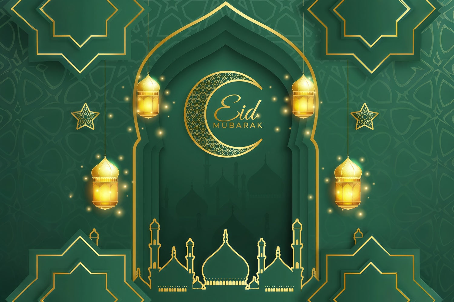 Eid Mubarak Backdrop Grand Emerald Archway Eid Backdrop GQ3-102