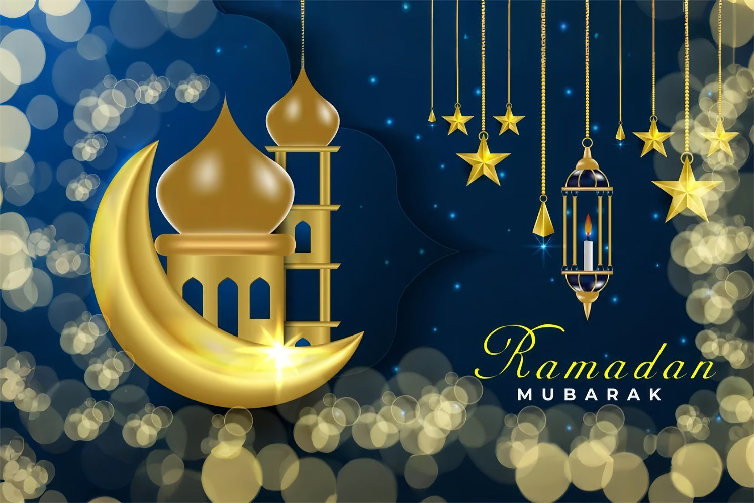 Ramadan Backdrops Golden Moon Starry Night Backdrop GQ3-13