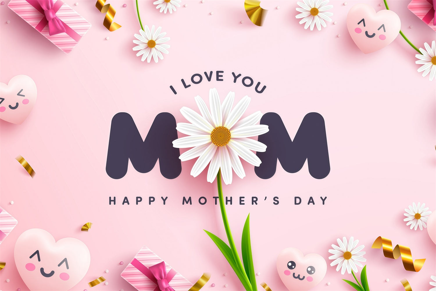 Mother's Day Backdrop Ideas Playful Heart Flowers Custom Backdrop GQ3-134