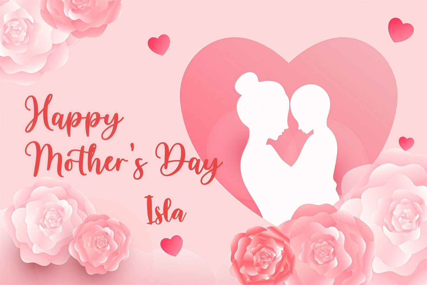 Mothers Day Backdrop Silhouette Flowers Heart Custom Backdrop GQ3-137