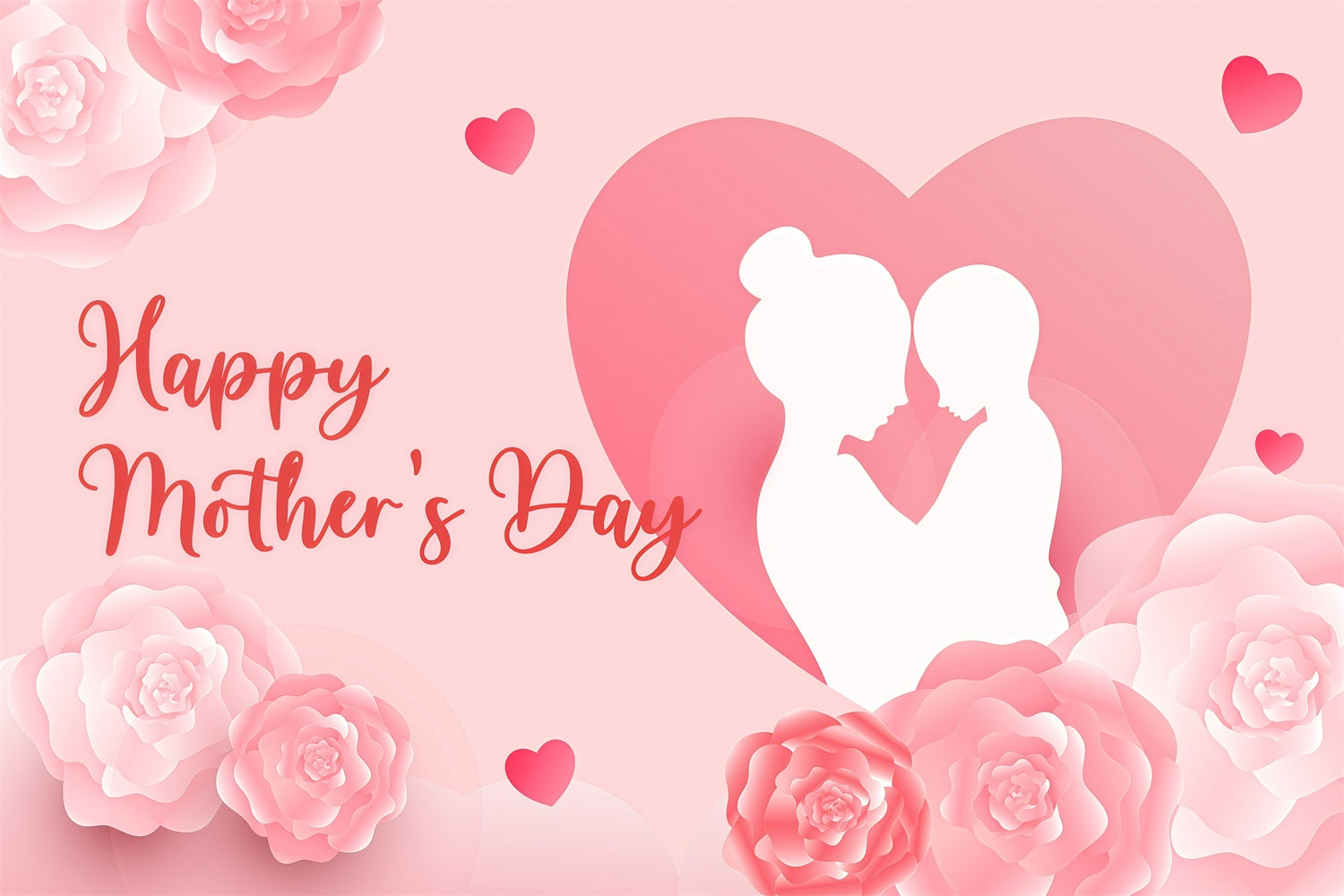 Mothers Day Backdrop Silhouette Flowers Heart Custom Backdrop GQ3-137