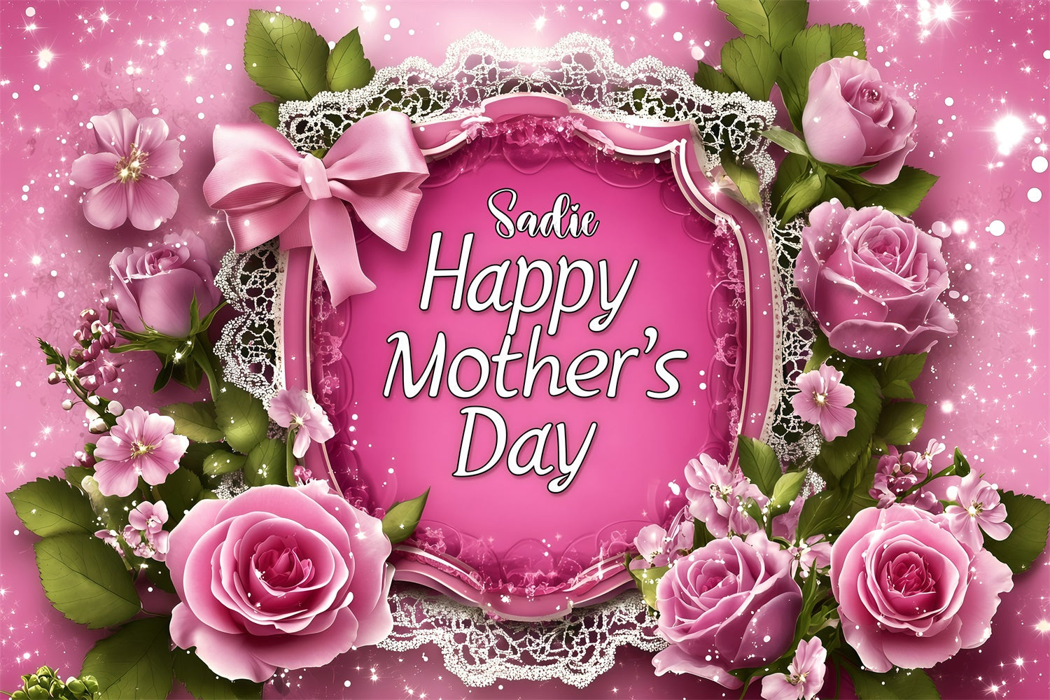 Backdrop For Mothers Day Delicate Rose Glow Personalized Backdrop GQ3-144