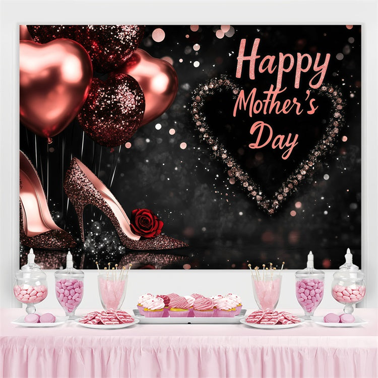 Mothers Day Backdrops Sparkle Heels Balloon Customized Backdrop GQ3-145