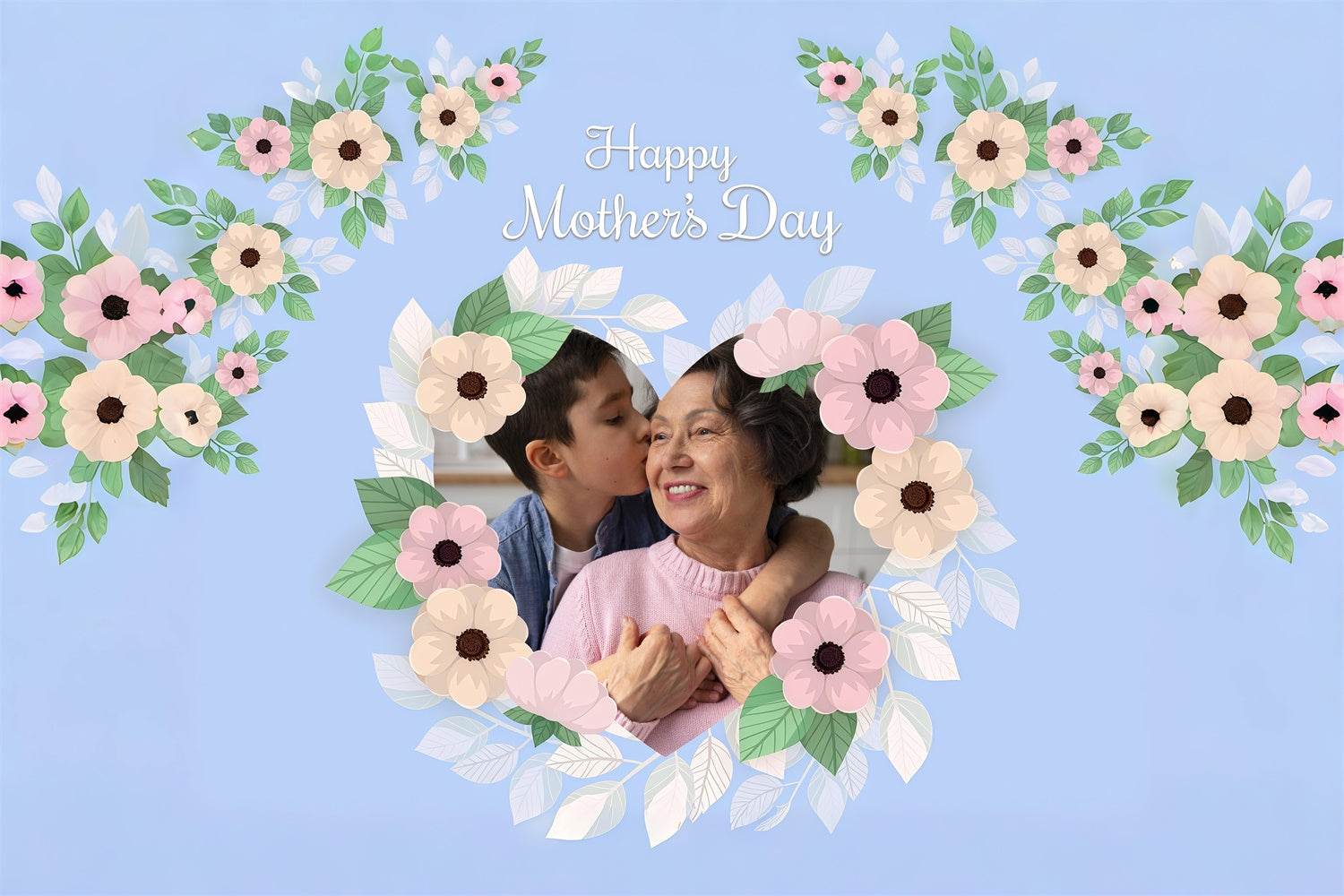 Backdrop For Mothers Day Delicate Pastel Blooms Custom Backdrop GQ3-146