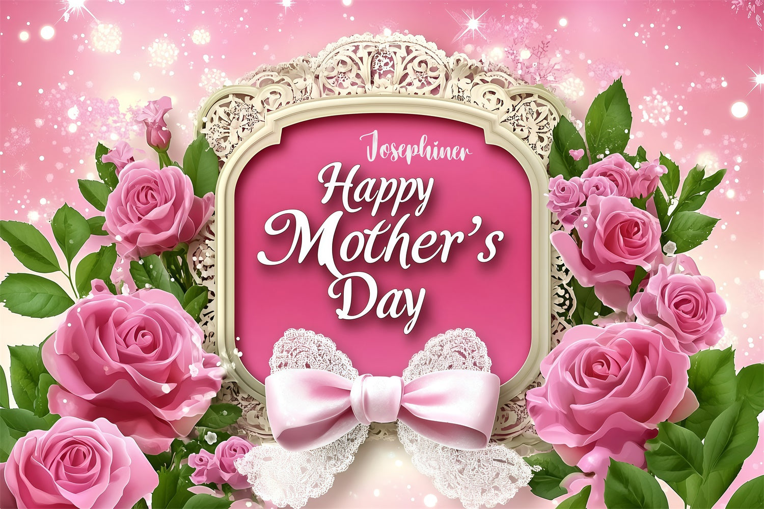 Backdrops For Mother's Day Elegant Rose Lace Bow Customized Backdrop GQ3-147