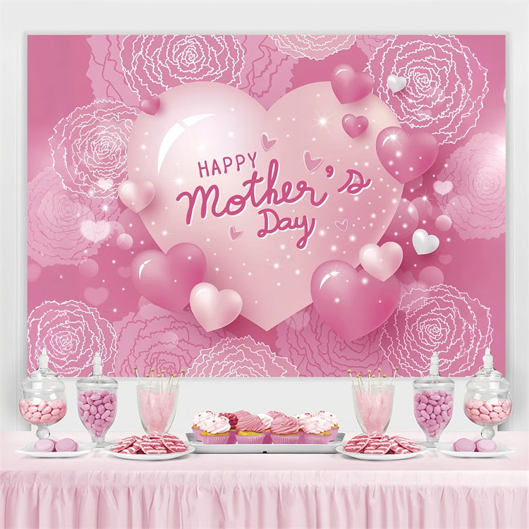 Mother's Day Backdrop Ideas Sparkling Heart Floral Custom Backdrop GQ3-148