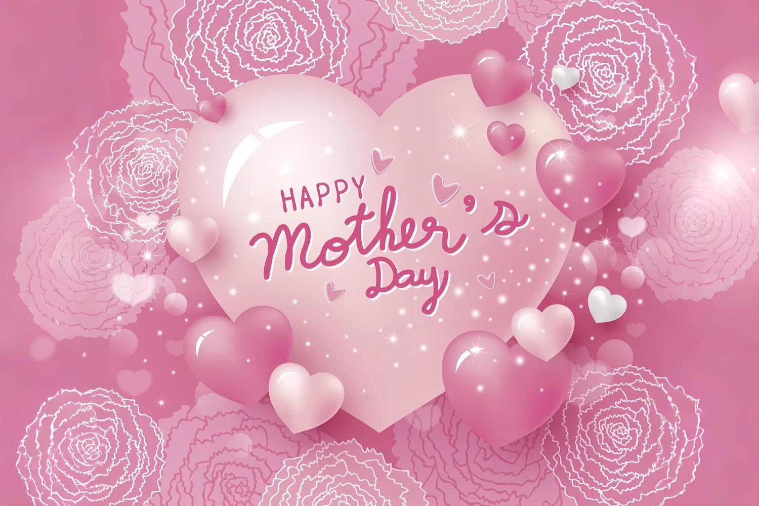 Mother's Day Backdrop Ideas Sparkling Heart Floral Custom Backdrop GQ3-148