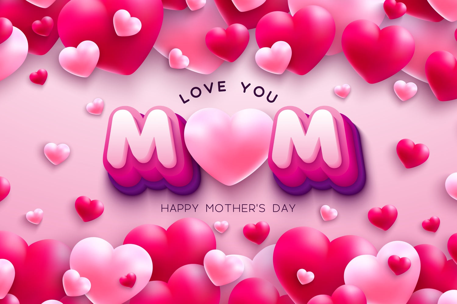 Mothers Day Backdrop Pink Love Balloons Personalized Backdrop GQ3-155
