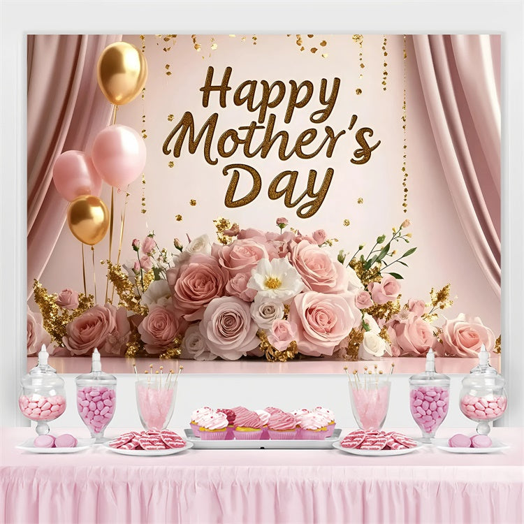 Mother's Day Backdrop Ideas Elegance Pink Roses Customized Backdrop GQ3-158