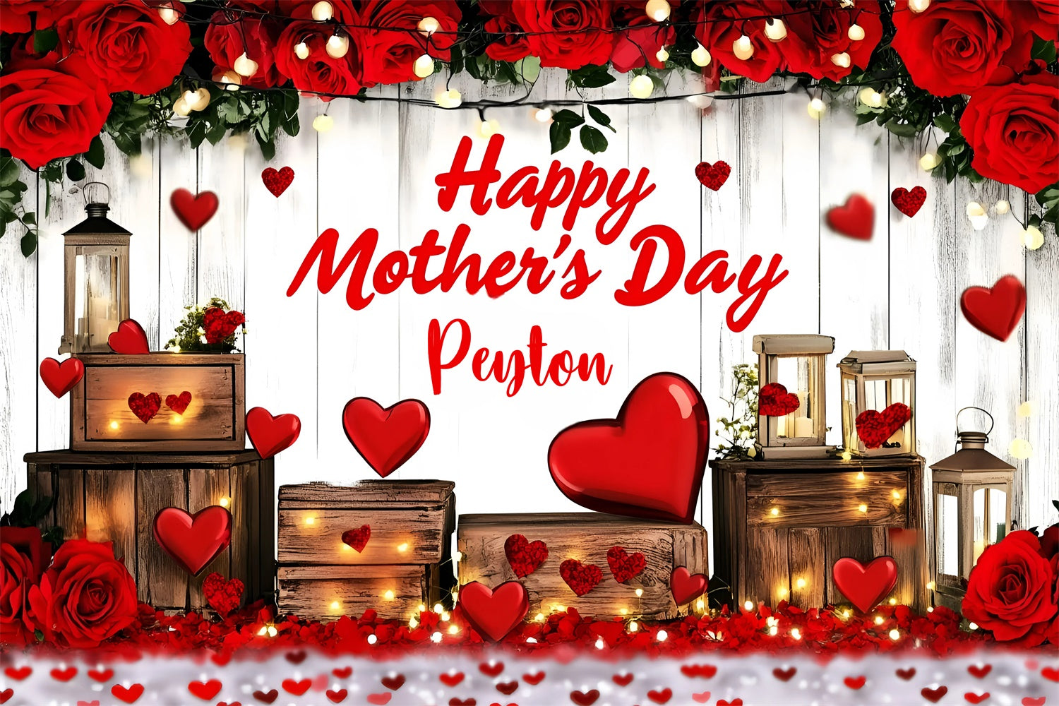Mothers Day Backdrop Ideas Rustic Red Rose Lantern Custom Backdrop GQ3-163