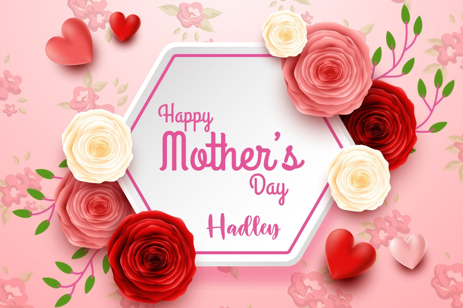 Mothers Day Backdrops Romantic Rose Bloom Personalized Backdrop GQ3-167