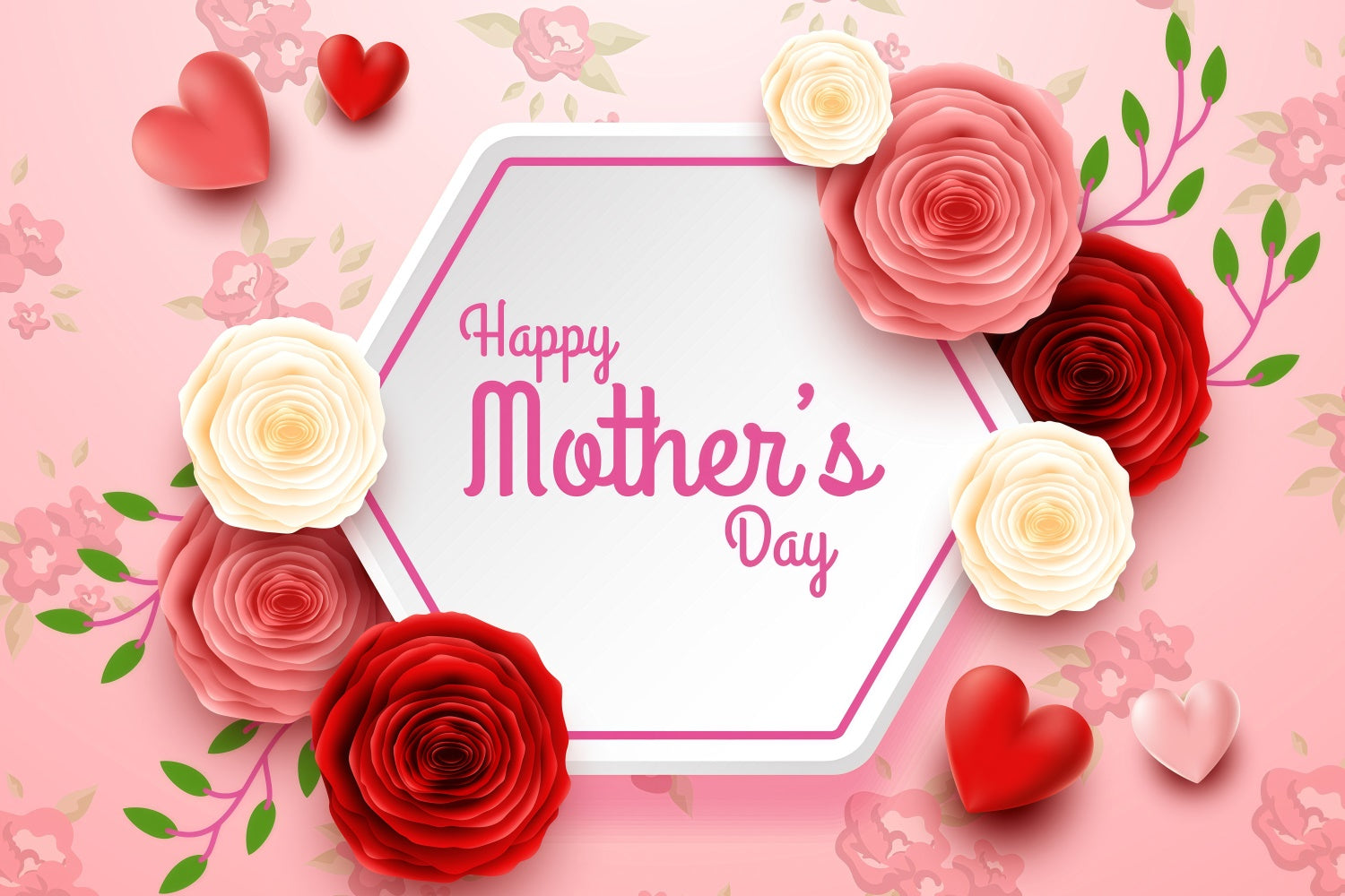 Mothers Day Backdrops Romantic Rose Bloom Personalized Backdrop GQ3-167