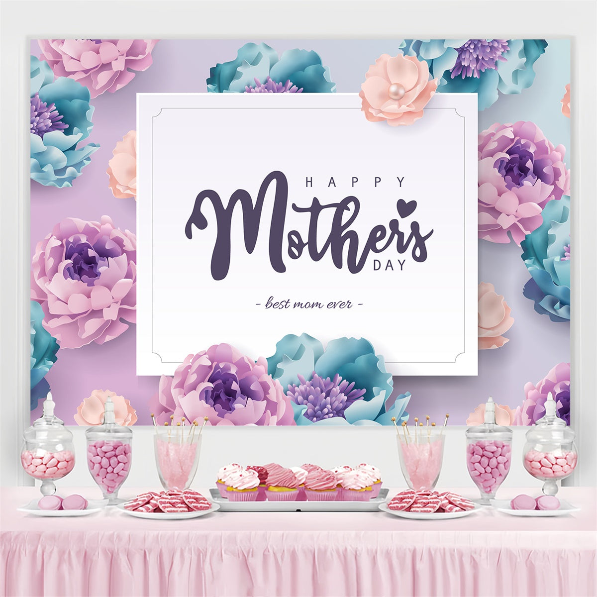 Mothers Day Backdrops Romantic Watercolor Floral Custom Backdrop GQ3-175