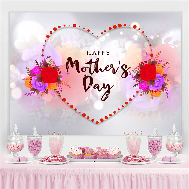 Backdrops For Mother's Day Glow Heart Floral Personalized Backdrop GQ3-176