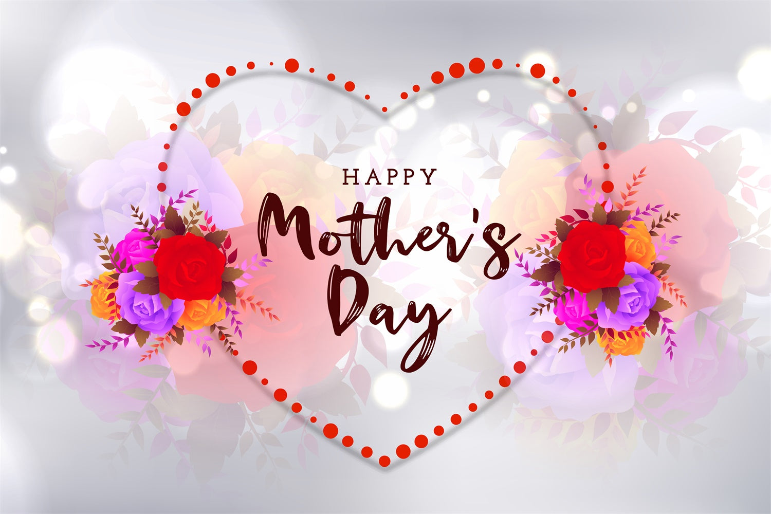 Backdrops For Mother's Day Glow Heart Floral Personalized Backdrop GQ3-176