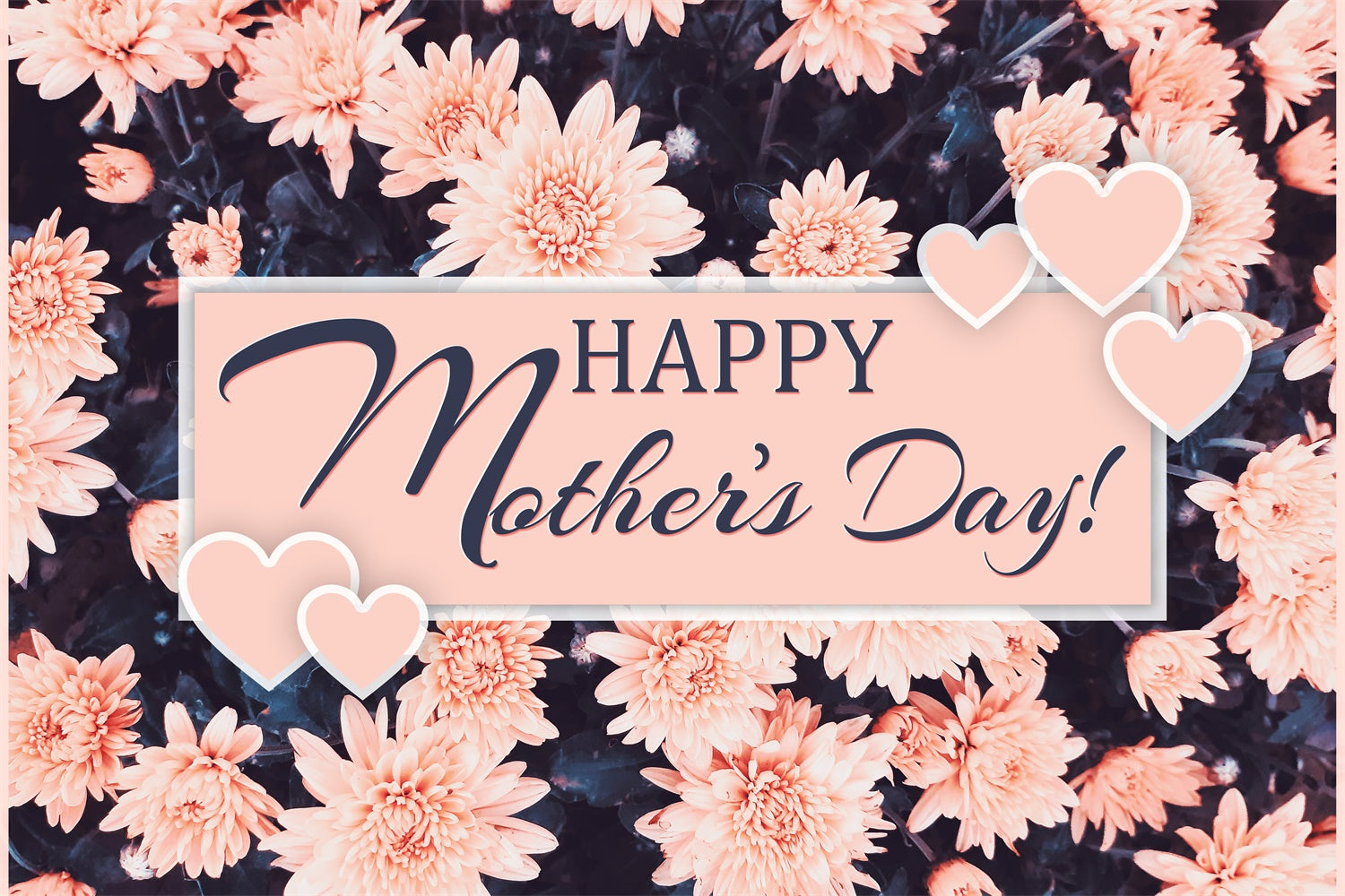 Mothers Day Backdrop Peach Toned Floral Personalized Backdrop GQ3-179
