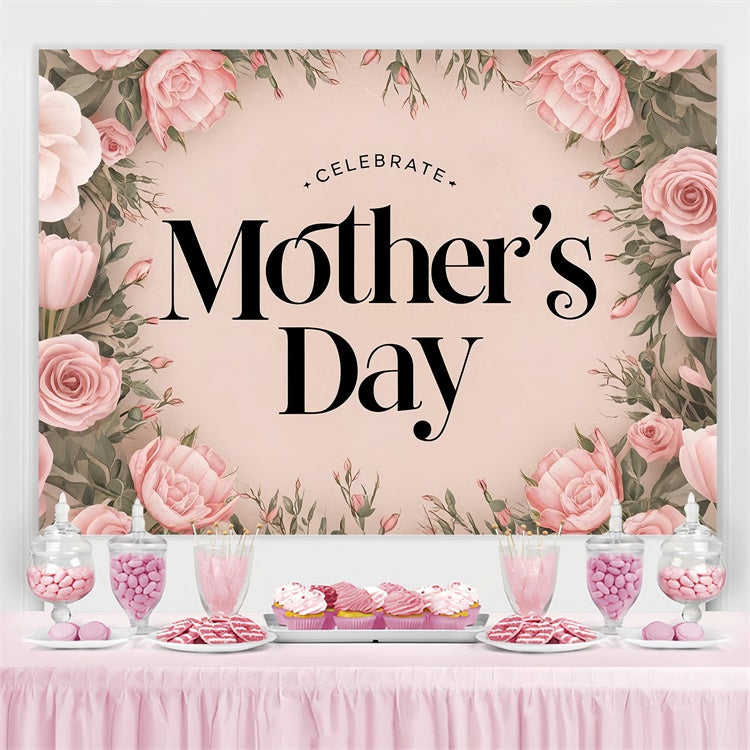 Mothers Day Backdrop Ideas Blush Rose Garland Personalized Backdrop GQ3-180
