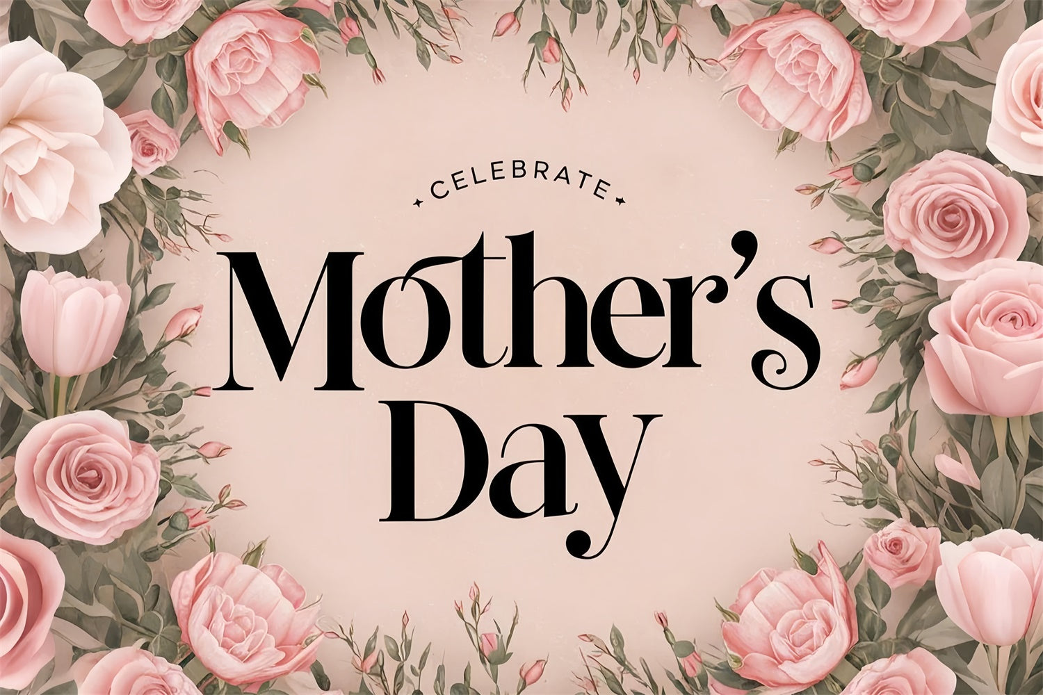 Mothers Day Backdrop Ideas Blush Rose Garland Personalized Backdrop GQ3-180