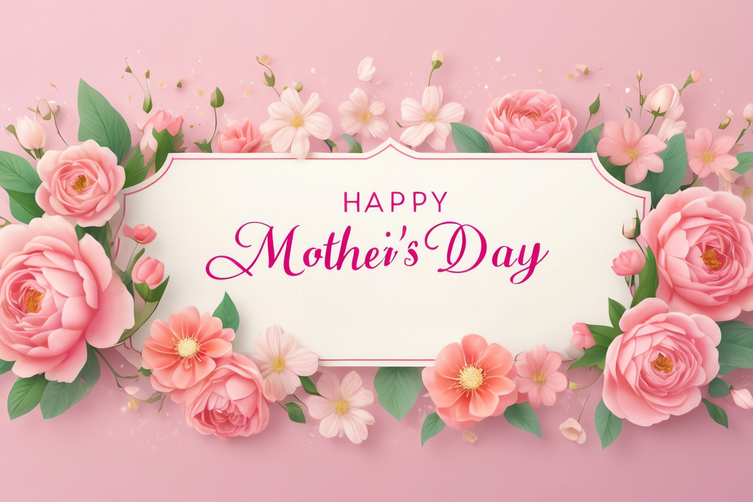 Mothers Day Photo Backdrop Pink Floral Elegance Customized Backdrop GQ3-181