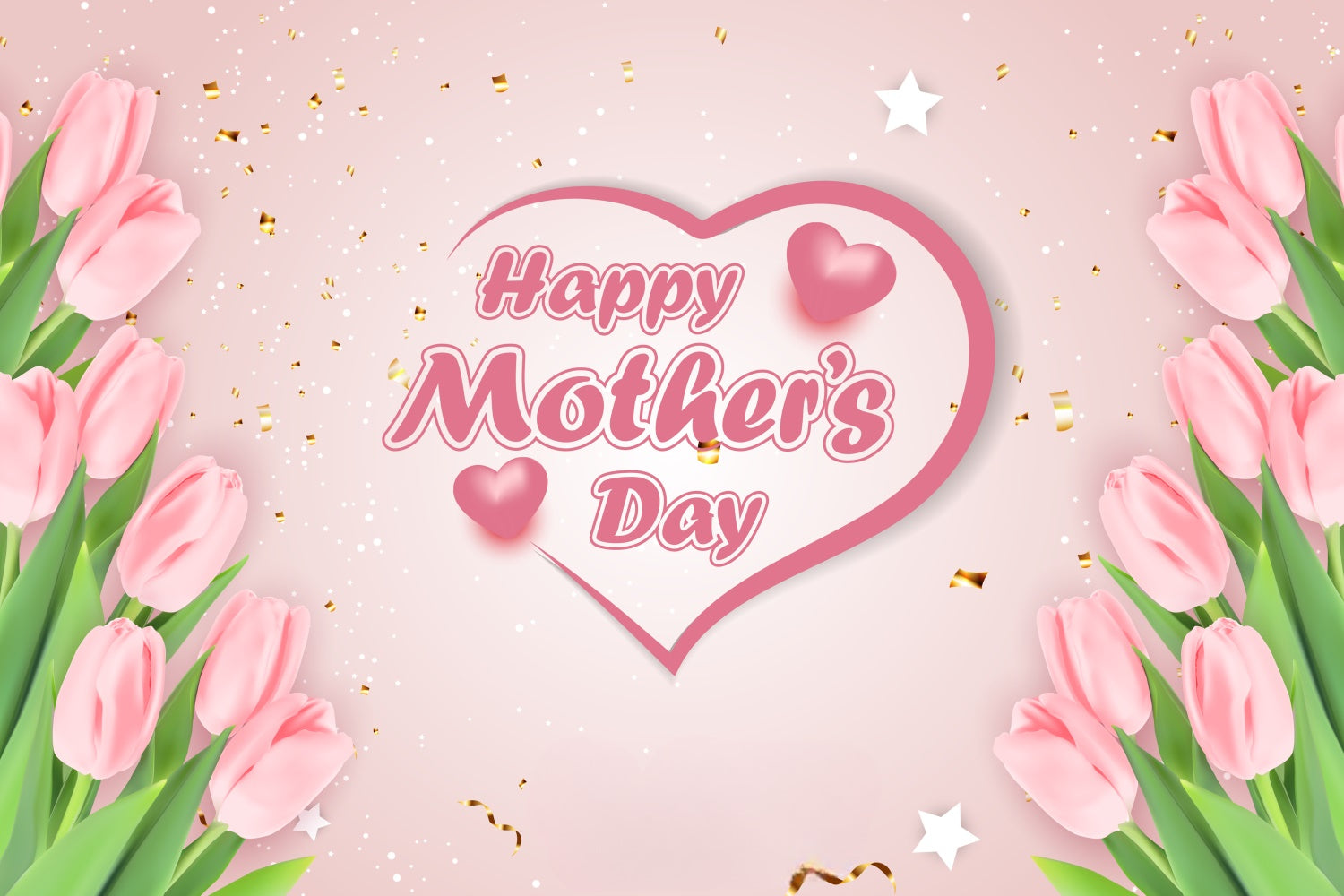 Mothers Day Backdrops Pink Tulips Romantic Customized Backdrop GQ3-183