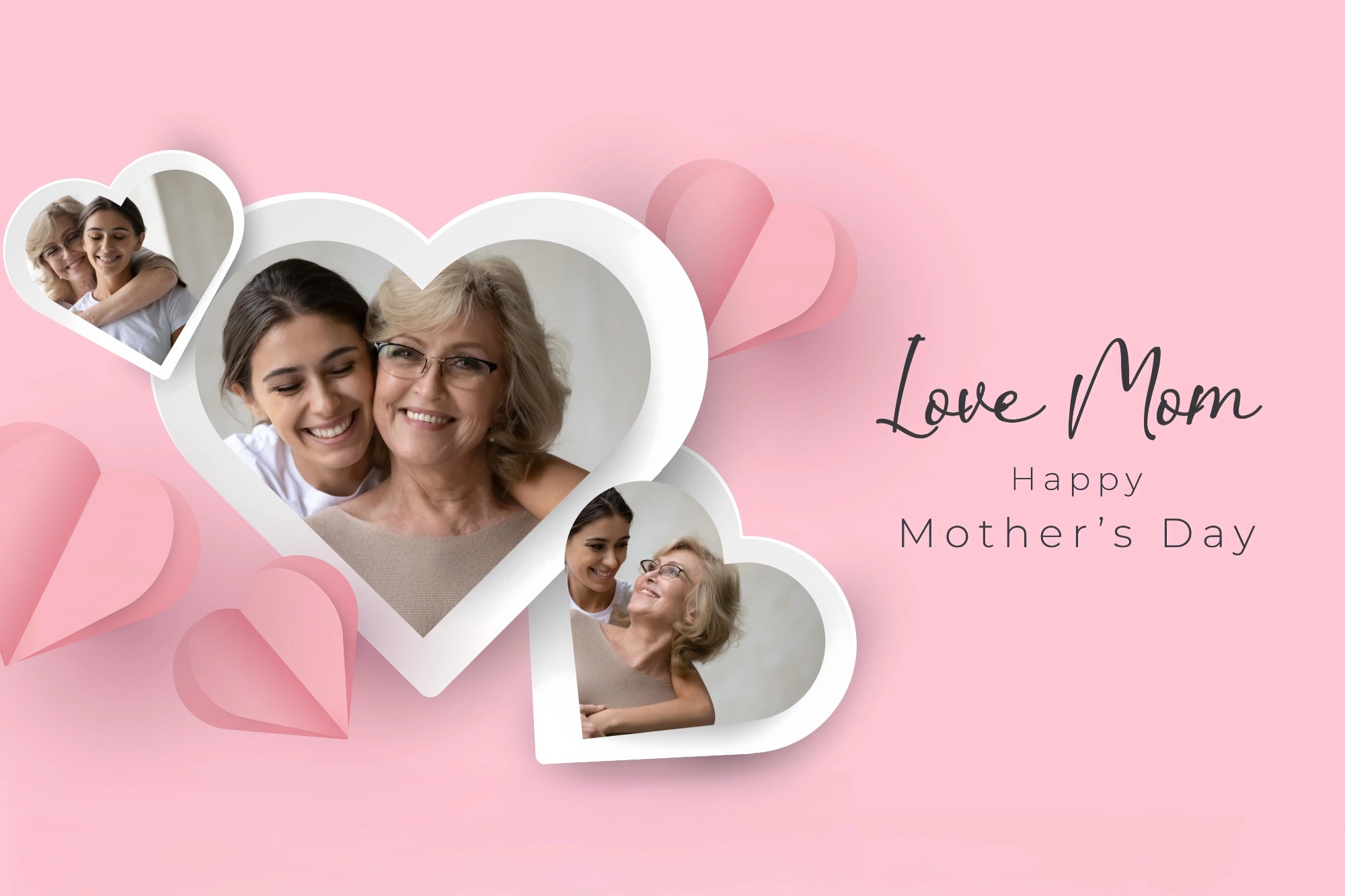 Backdrops For Mother's Day Heart Frame Pink Customized Backdrop GQ3-184