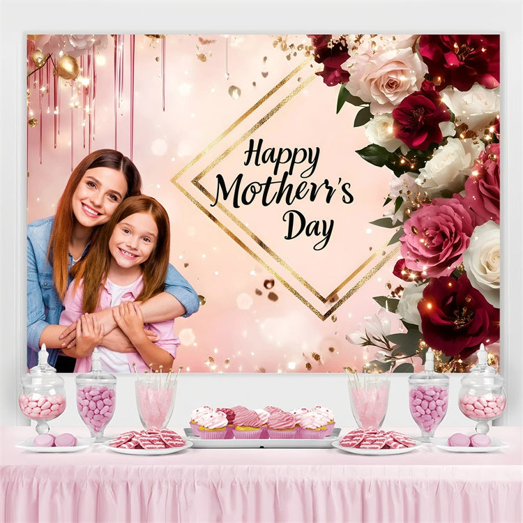 Mothers Day Photo Backdrop Glamorous Floral Sparkles Custom Backdrop GQ3-186
