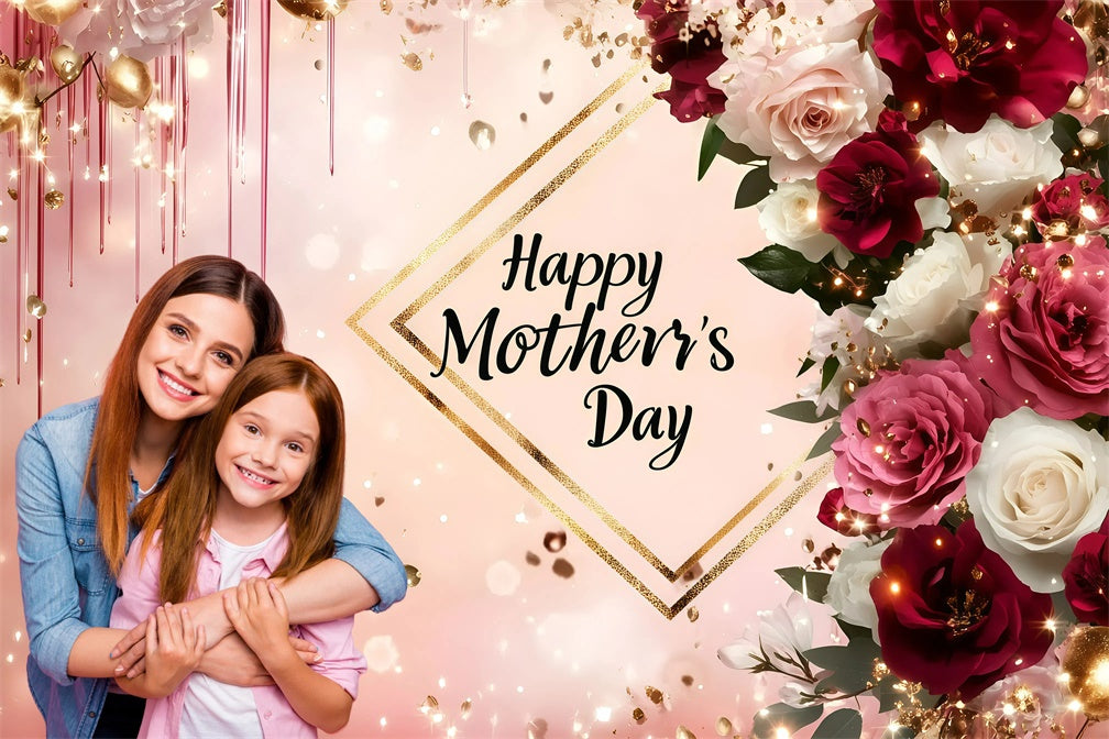 Mothers Day Photo Backdrop Glamorous Floral Sparkles Custom Backdrop GQ3-186