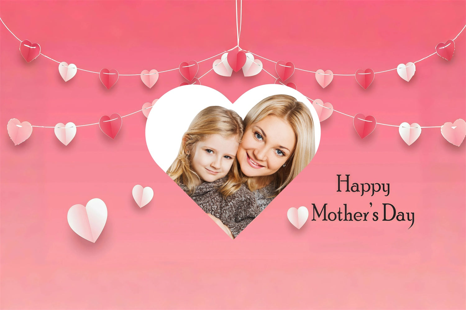 Mothers Day Photo Backdrop Romantic Heart Garland Custom Backdrop GQ3-189