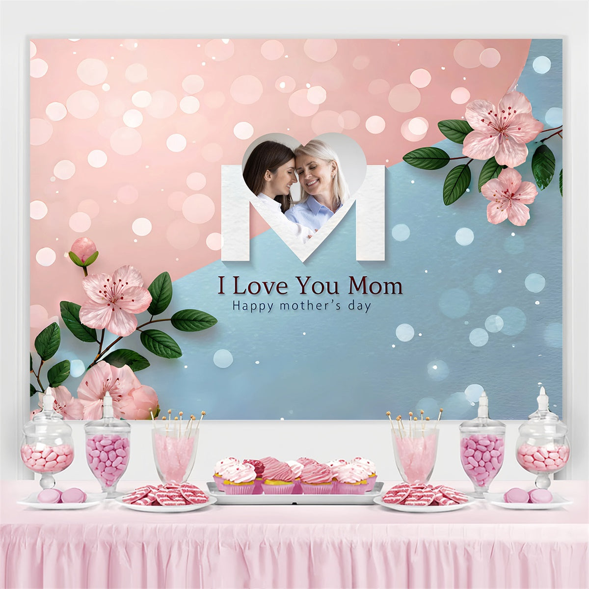 Mothers Day Backdrop Ideas Delicate Blossoms Bokeh Custom Backdrop GQ3-190