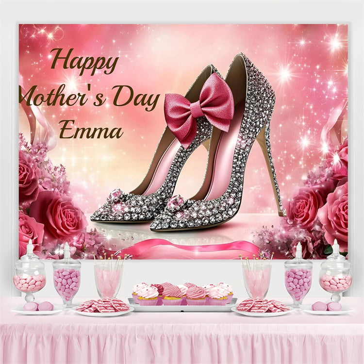 Mothers Day Backdrops Luxury Pink Bow Heels Customized Backdrop GQ3-191