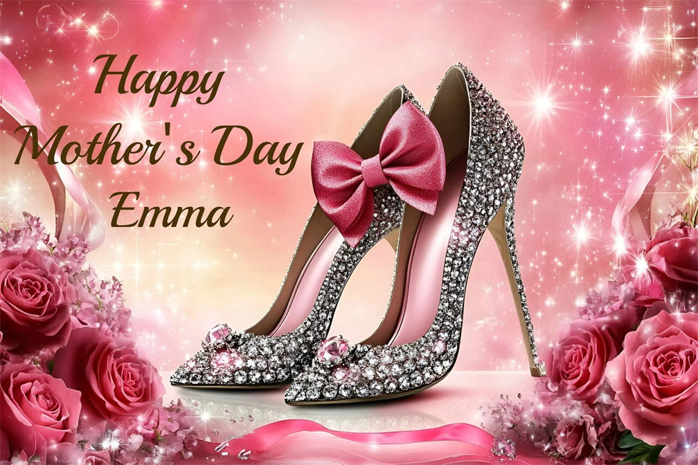 Mothers Day Backdrops Luxury Pink Bow Heels Customized Backdrop GQ3-191
