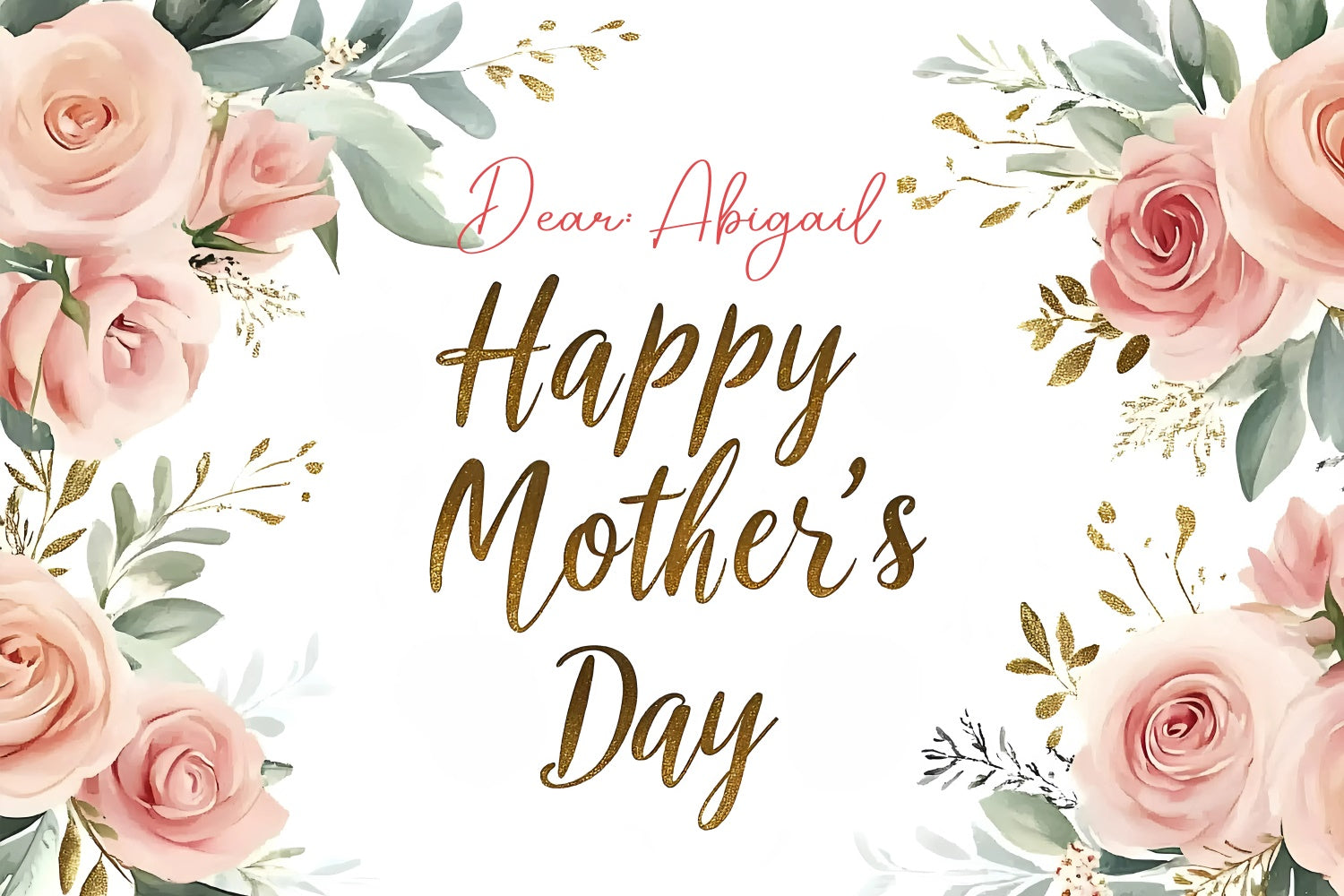 Mothers Day Photo Backdrop Pink Watercolor Roses Custom Backdrop GQ3-197