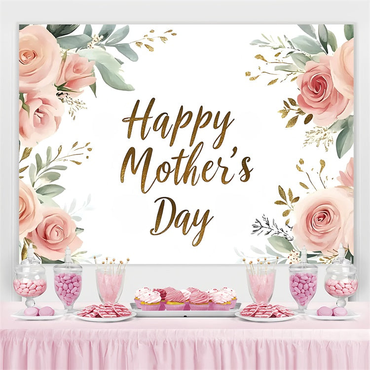 Mothers Day Photo Backdrop Pink Watercolor Roses Custom Backdrop GQ3-197