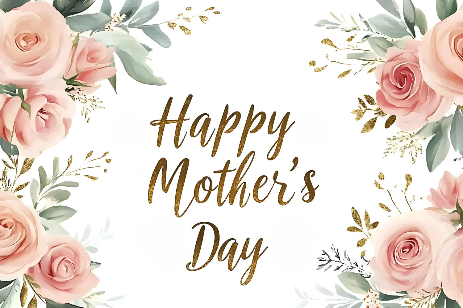 Mothers Day Photo Backdrop Pink Watercolor Roses Custom Backdrop GQ3-197