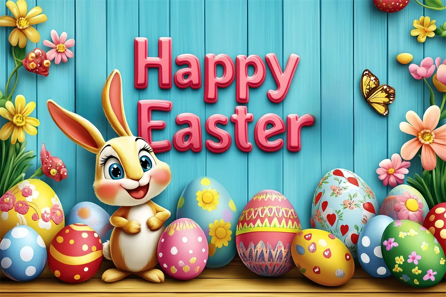 Easter Picture Backdrops Cartoon Bunny Egg Happy Customized Backdrop GQ3-209
