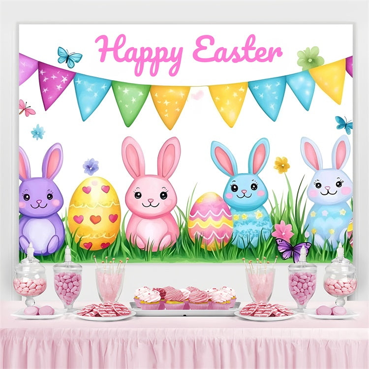 Photo Backdrops Easter Colorful Cartoon Bunny Customized Backdrop GQ3-215