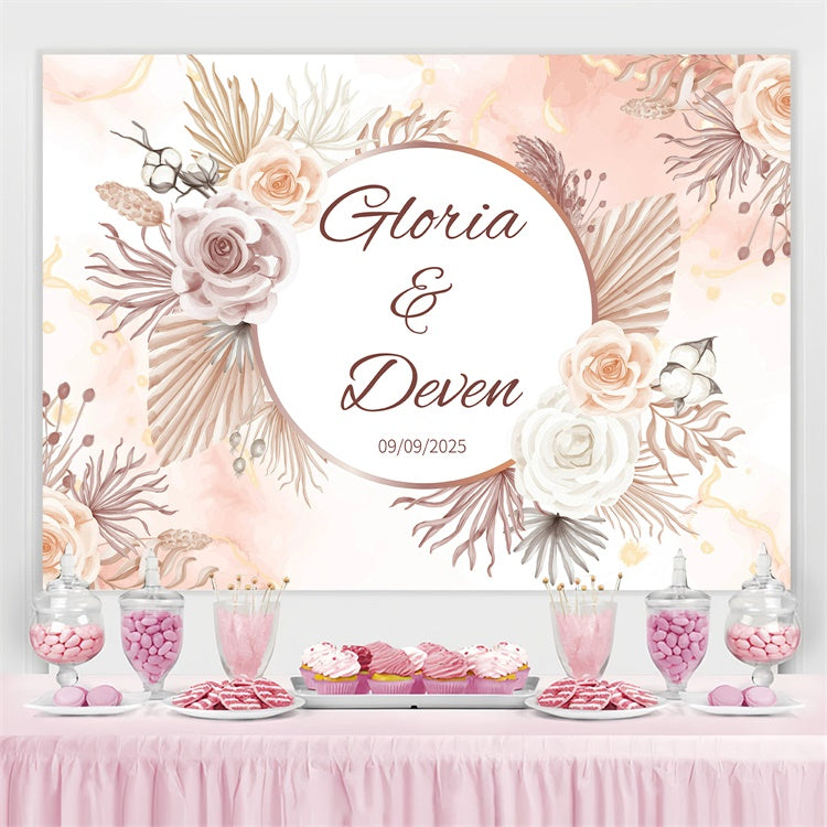 Wedding Backdrop Ideas Rustic Neutral Bloom Customized Backdrop GQ3-225
