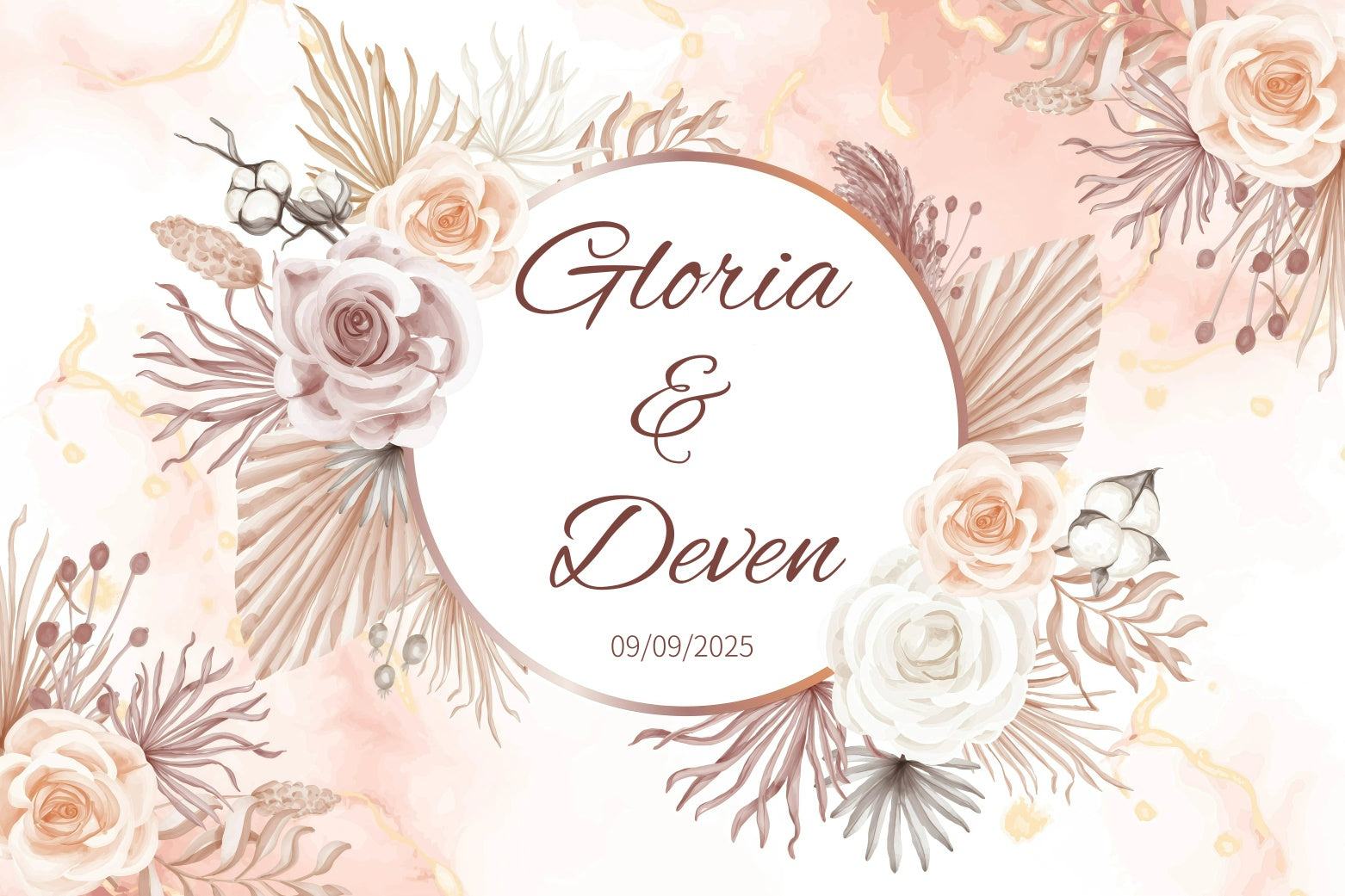 Wedding Backdrop Ideas Rustic Neutral Bloom Customized Backdrop GQ3-225