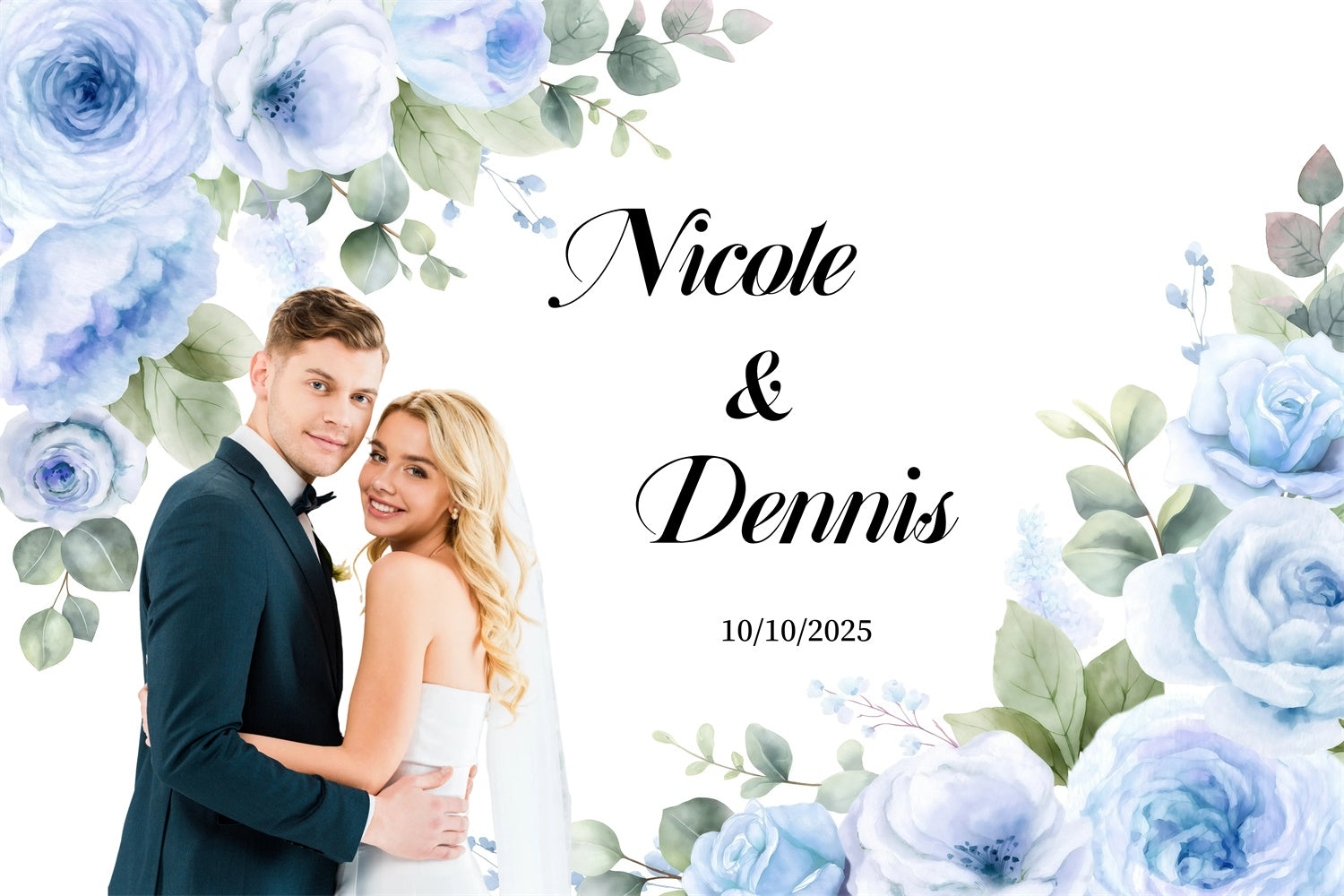 Wedding Backdrops For Photos Romantic Blue Rose Custom Backdrop GQ3-226