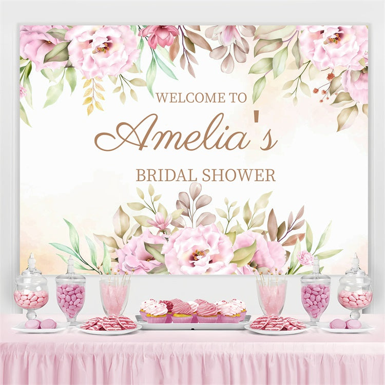 Bridal Shower Backdrop Elegant Pastel Flower Customized Backdrop GQ3-232