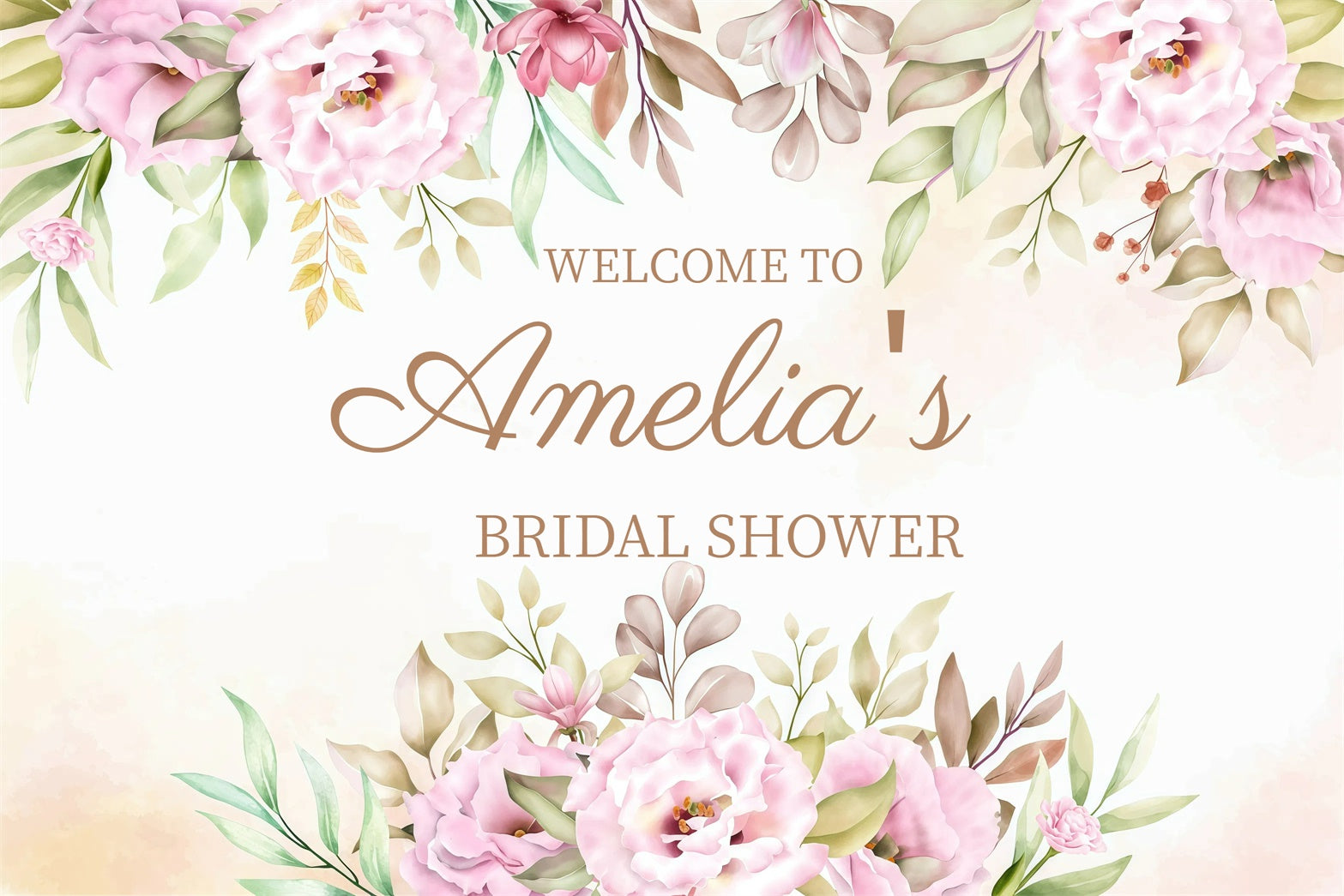 Bridal Shower Backdrop Elegant Pastel Flower Customized Backdrop GQ3-232