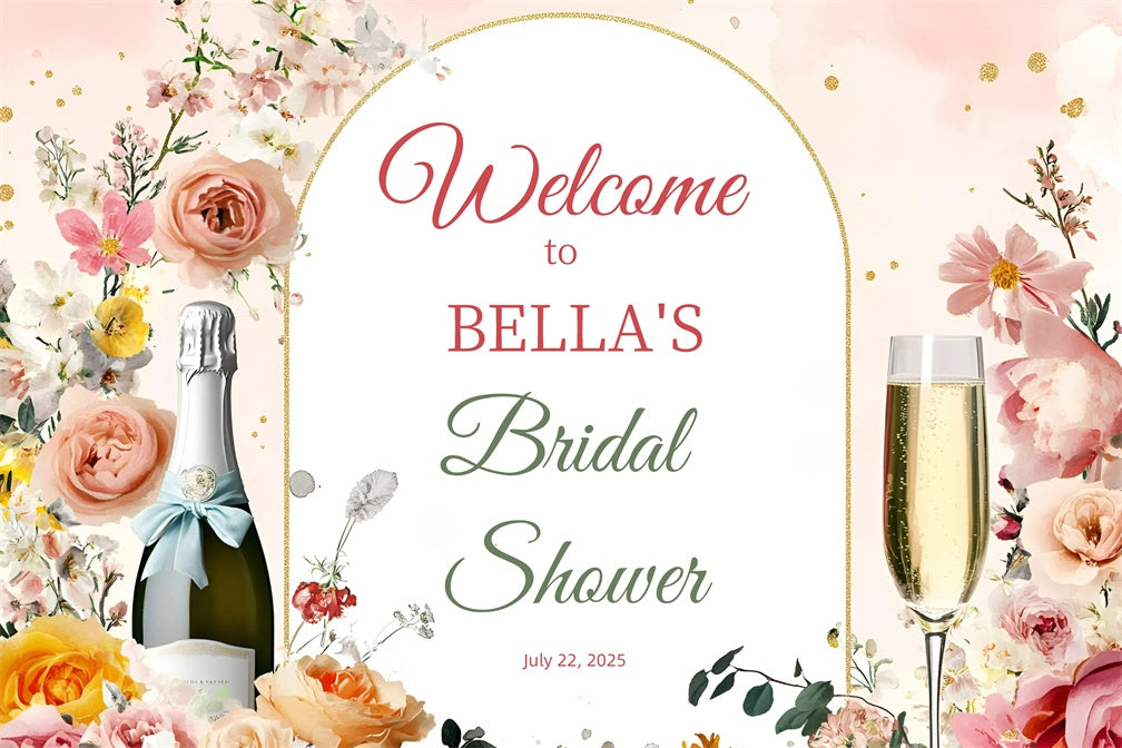 Bridal Shower Backdrop Ideas Golden Arch Pastel Flower Custom Backdrop GQ3-234