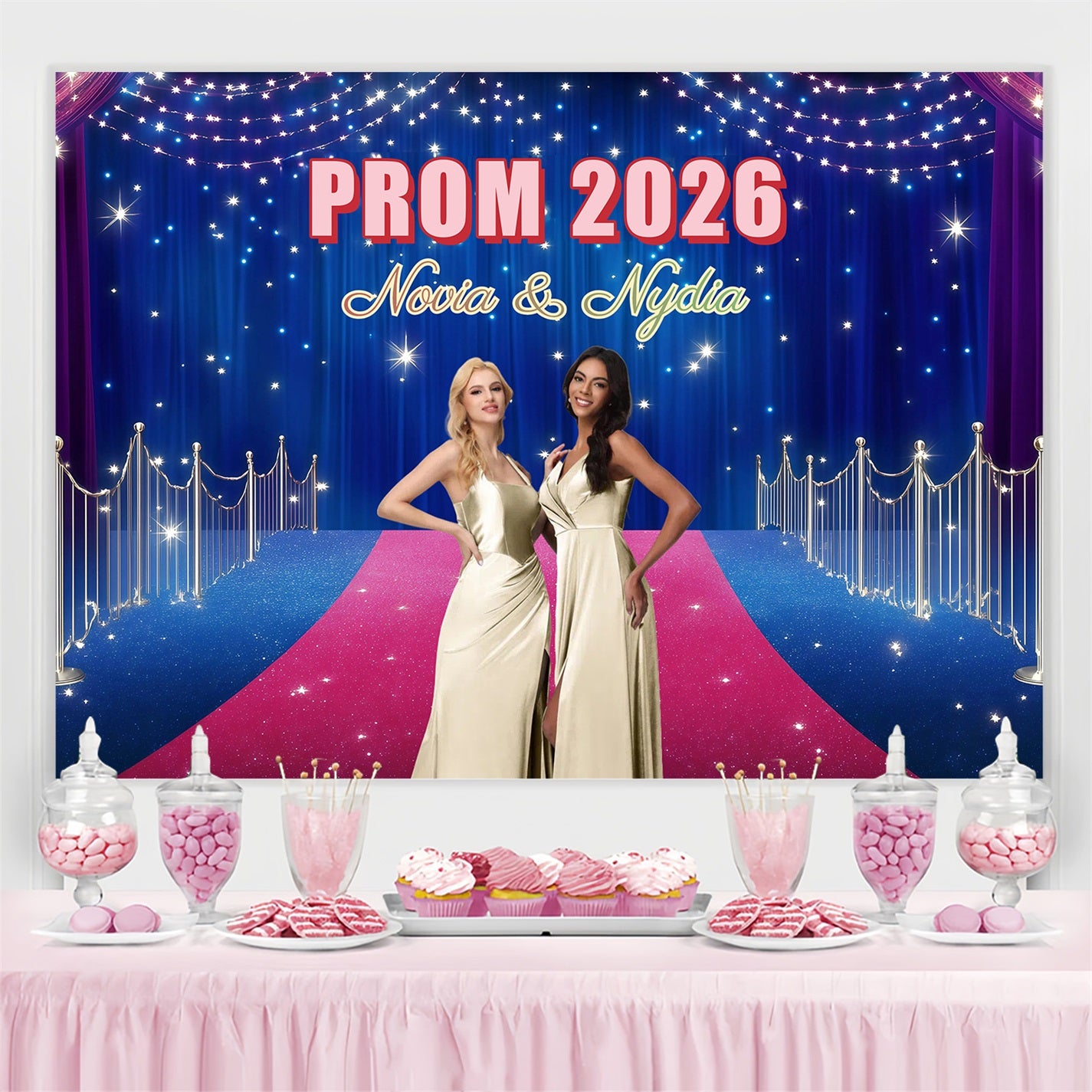 Prom Backdrops Glittering Blue Curtain Graduation Party Custom Backdrop GQ3-243