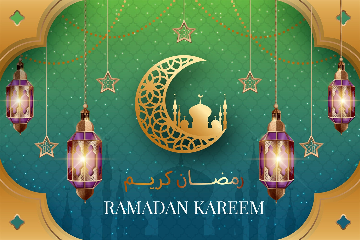 Ramadan Backdrops Vibrant Lantern Festival Backdrop GQ3-3
