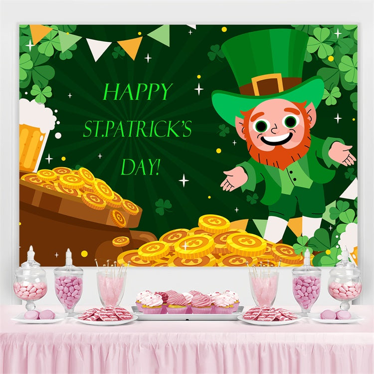 St Patrick Backdrop Gold Coins Festive Leprechaun Backdrop GQ3-52