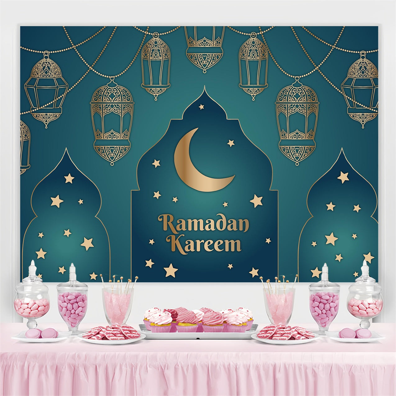 Ramadan Mubarak Backdrop Traditional Kareem Scene Backdrop GQ3-6