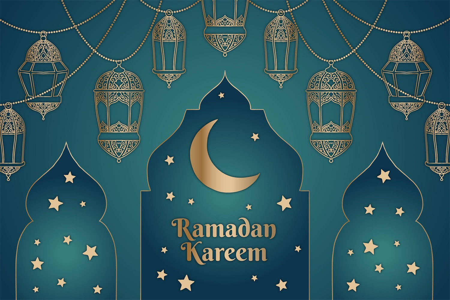 Ramadan Mubarak Backdrop Traditional Kareem Scene Backdrop GQ3-6